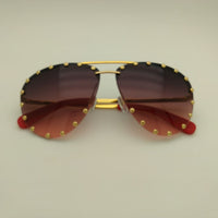 Fashion Party Rimless Sunglasses Vintage Gold Alloy Women Sunglasses Trending Products Yellow Retro Girls Sun Glasses UV400