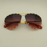 Fashion Party Rimless Sunglasses Vintage Gold Alloy Women Sunglasses Trending Products Yellow Retro Girls Sun Glasses UV400