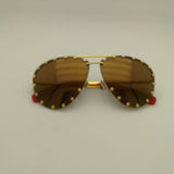 Fashion Party Rimless Sunglasses Vintage Gold Alloy Women Sunglasses Trending Products Yellow Retro Girls Sun Glasses UV400