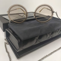 Summer Gold Chain Round Sunglasses For Women Shades Brand Designer Alloy Retro Rimless Fashion Futuristic For Sun Glasses UV400