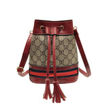 L-package Women Bag With Colorful Strap Bucket Bag Women PU Leather Shoulder Bags Messenger Bags with 2-Style Strap