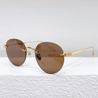 CT Rimless Frameless Pure Titanium Sunglasses Round Unisex Original Quality Silver Eyeglasses Uv400 0393S Designer Brand Glasses
