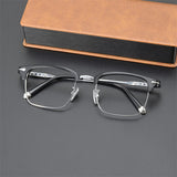 PM30013 Business titanium alloy Men Women Frame Glasses  myopia  prescription retro half frame, flat mirror