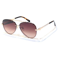 Fashion Pilot Sunglasses Women Rimless Sun Glasses 2023 Summer Style Female Uv400 Green Brown