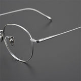 PT813 Handmade titanium eyeglass Round frame Glasses  myopia  prescription retro thin legs, flat light, and height options