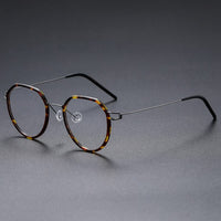 Gillian Denmark Titanium No Screw Korea Glasses Frames Optical Ultra-light Business Round Prescription Diopter Eyeglasses Men