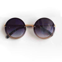 Summer Gold Chain Round Sunglasses For Women Shades Brand Designer Alloy Retro Rimless Fashion Futuristic For Sun Glasses UV400