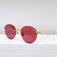 CT Rimless Frameless Pure Titanium Sunglasses Round Unisex Original Quality Silver Eyeglasses Uv400 0393S Designer Brand Glasses