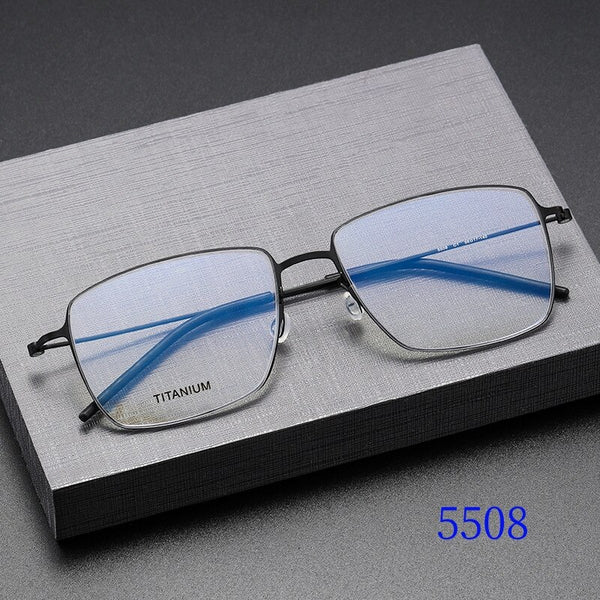 Square High Quality 5508 Glasses Frame Handmade Denmark Titanium No Screw Korea Glasses Frames Optical Ultra-light Business