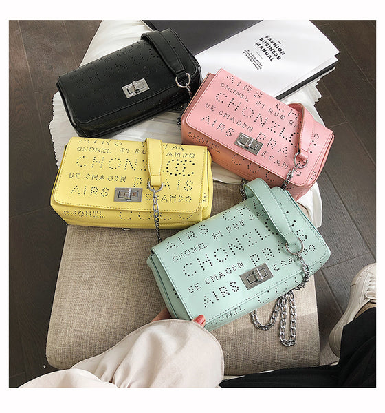 L-package Women's Genuine Leather Quilted Chain Bag Shoulder Handbags Purse flap bag Calfskin Eyele Tweed Silver Tone Metal