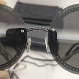Sale Small Round Gold Chain Sunglasses For Women Brand Designer Fashion Gold Metal Girl Ladies For Rimless Sun Glasses UV400