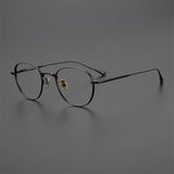 PT813 Handmade titanium eyeglass Round frame Glasses  myopia  prescription retro thin legs, flat light, and height options
