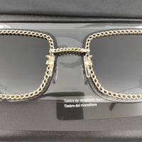 2022 Retro Shield Gold Chain Sunglasses For Women Summer Brand Designer Ladies Party Rimless Steampunk For Sun Glasses UV400