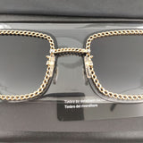 2022 Retro Shield Gold Chain Sunglasses For Women Summer Brand Designer Ladies Party Rimless Steampunk For Sun Glasses UV400