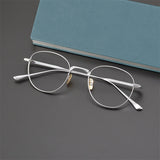 RADIO CITY retro handmade titanium Men Women Frame Glasses  myopia  prescription round frame available for flat lighting
