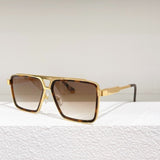 Men's Alloy Square Sunglasses Large Sunglasses UV Protection Black Sunglasses Brand Designer Z1585U