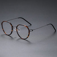 Gillian Denmark Titanium No Screw Korea Glasses Frames Optical Ultra-light Business Round Prescription Diopter Eyeglasses Men