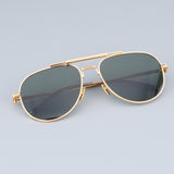 Pure Titanium Oval Gold Original Qaulity Sunglasses Uv400 Men Fashion Exquisite Eyeglasses Double Bridge Big Face Eyeglasses