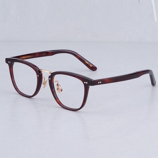 Japanese Handmade Designer Brand Eyeglasses Frames YELLOW Tortoise Men Acetate Myopia glasses Women Retro Square Eyewear