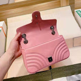 New GG fashion stripe One Shoulder Messenger metal chain bag leather Marmont Bag Mini love women's bag makaron series