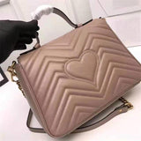 High-end Brand GG Marmont Series Women Bag Real Cowhide Messenger Bag Heart-shaped Suture Package  Shoulder Bag Free Delivery