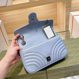 New GG fashion stripe One Shoulder Messenger metal chain bag leather Marmont Bag Mini love women's bag makaron series