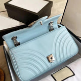 New GG fashion stripe One Shoulder Messenger metal chain bag leather Marmont Bag Mini love women's bag makaron series