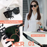 【COD/Ready Stock】S quality Gentle GM FLATBA  HER 01 black Acetate sunglasses Son Ye Jin style Oversized with Complete White Package Box Cloth Card New Style Women's Korean Version Sunglasses Ins Fashion UV400 Protection