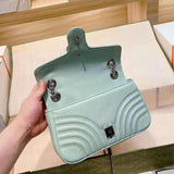New GG fashion stripe One Shoulder Messenger metal chain bag leather Marmont Bag Mini love women's bag makaron series