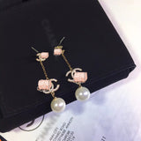 J-jewelry Chanel Bohemia Simulated-pearl Long Round Statement Ear Clip earrings for Women