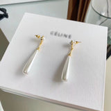 J-jewelry Chanel  Womens White Round Long Jacket Earrings Pear Pearl Drop in Sterling Silver