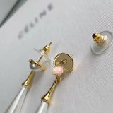 J-jewelry Chanel  Womens White Round Long Jacket Earrings Pear Pearl Drop in Sterling Silver