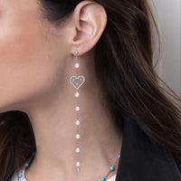 J-jewelry APM Monaco Crystal Long Chandelier Tassel Pendant Earrings Heart-Shaped Sling Rhinestone Female Jewelry Party Wedding Diamond Earrings Ladies Gift