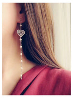 J-jewelry APM Monaco Crystal Long Chandelier Tassel Pendant Earrings Heart-Shaped Sling Rhinestone Female Jewelry Party Wedding Diamond Earrings Ladies Gift