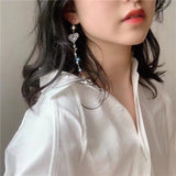 J-jewelry APM Monaco Crystal Long Chandelier Tassel Pendant Earrings Heart-Shaped Sling Rhinestone Female Jewelry Party Wedding Diamond Earrings Ladies Gift