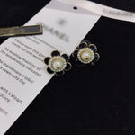 J-jewelry Chanel 18K Gold Plated Black Flower Stud Earrings for Women