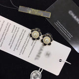 J-jewelry Chanel 18K Gold Plated Black Flower Stud Earrings for Women