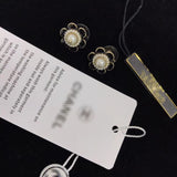 J-jewelry Chanel 18K Gold Plated Black Flower Stud Earrings for Women