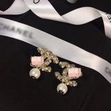 J-jewelry Chanel Crystal Sterling Silver Teardrop Dangle Pearl Earrings Bridal Ear Studs Betrothal Jewels Pearl Gift