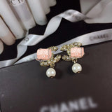 J-jewelry Chanel Crystal Sterling Silver Teardrop Dangle Pearl Earrings Bridal Ear Studs Betrothal Jewels Pearl Gift