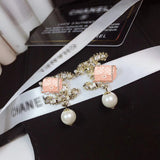 J-jewelry Chanel Crystal Sterling Silver Teardrop Dangle Pearl Earrings Bridal Ear Studs Betrothal Jewels Pearl Gift