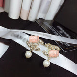 J-jewelry Chanel Crystal Sterling Silver Teardrop Dangle Pearl Earrings Bridal Ear Studs Betrothal Jewels Pearl Gift