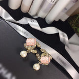 J-jewelry Chanel Crystal Sterling Silver Teardrop Dangle Pearl Earrings Bridal Ear Studs Betrothal Jewels Pearl Gift