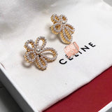 J-jewelry Chanel HOT Sale Elegant White Five Leaves Jasmine Flower Floral Earring Ear Studs