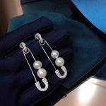 J-jewelry APM Monaco Fashion Long Tassel Asymmetric Safety Pin Chain U Shaped Drop Earring Exaggerate Dangle Earrings for Women Men Punk Jewelry