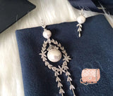 J-jewelry APM Monaco Big Pearl Long Tassel Drop Earrings Dangle Earrings Statement Geometric Bridal Earrings Accessories Jewelry for Women