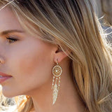 J-jewelry APM Monaco Woman's Long-style Dreamnet tassels earrings sweet circle metal hollow diamond earrings