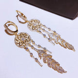 J-jewelry APM Monaco Woman's Long-style Dreamnet tassels earrings sweet circle metal hollow diamond earrings