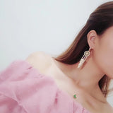 J-jewelry APM Monaco Woman's Long-style Dreamnet tassels earrings sweet circle metal hollow diamond earrings