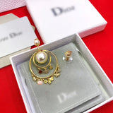 J-jewelry Dior single retro texture pearl exaggerated big ear hoop earrings